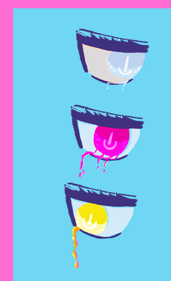 An additional core 'bleeding' that's shown eerily through both the Red and Silver Spectral Eyes--the eyes bleed their colors from the iris itself, not from tear-ducts.